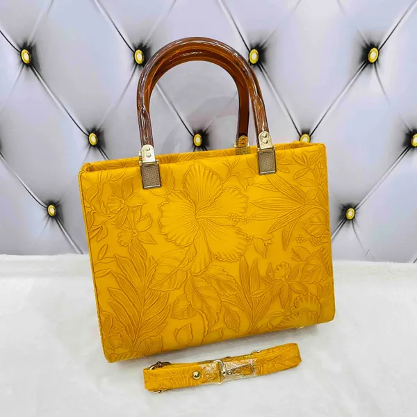 Mustard_Self_Print_Handbag
